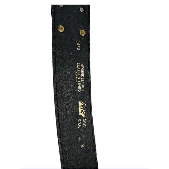 Vintage MZ 80s Black Gold Buckle Genuine Suede Leather Belt Retro Disco Made USA main image 3